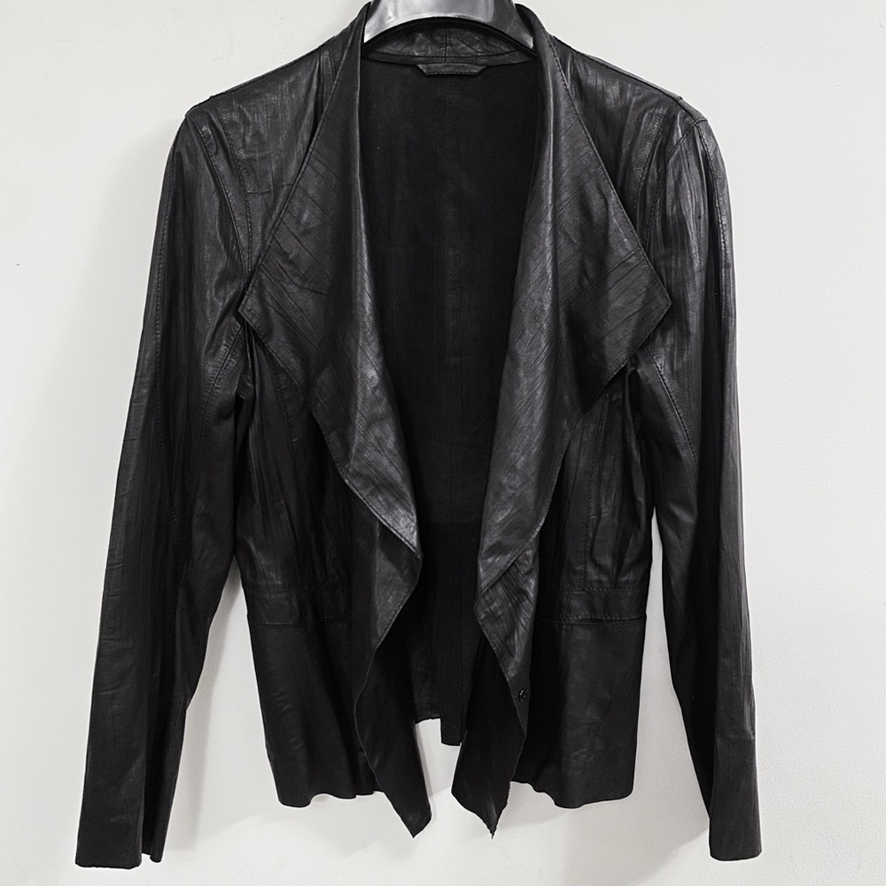 Sylvie Schimmel Paris Black Crossover Lightweight Thin Leather Moto Jacket 40 S